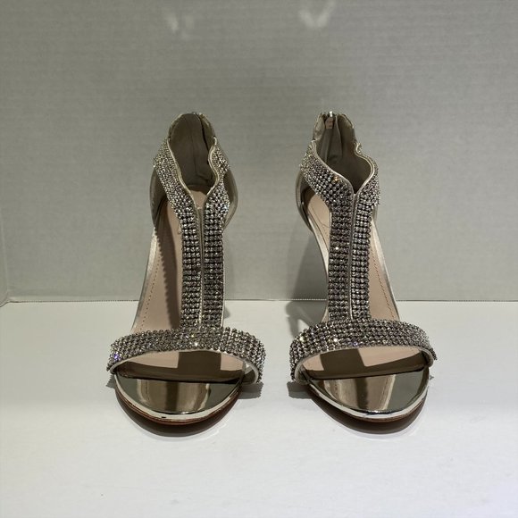 GLINT Devyn Silver Rhinestoned Stiletto Heels - Picture 8 of 8